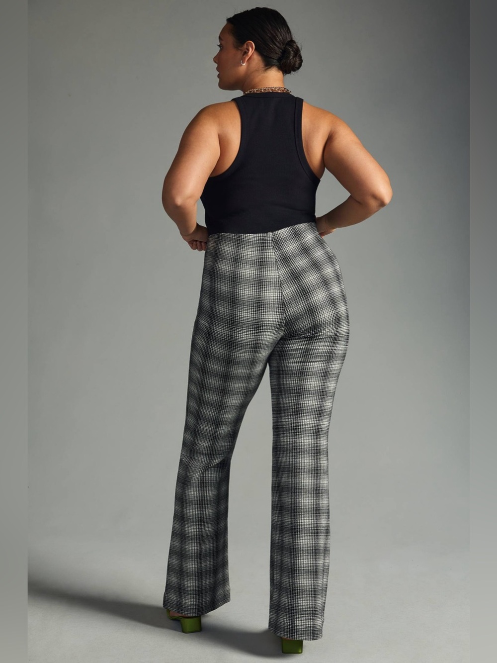 Maeve Plaid Bootcut Pants – Black & White - Picture 8 of 12